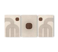 Adam and Alice - Premium Unframed Boho Wall Art Print - Textured Minimalist Modern Boho Line Art - Home Decor for Living Room Stairs Bedroom Office Neutral/Brown - A2 - Set of 3