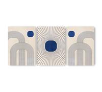Adam and Alice - Premium Unframed Boho Wall Art Print - Textured Minimalist Modern Boho Line Art - Home Decor for Living Room Stairs Bedroom Office Neutral/Blue - A3 - Set of 3
