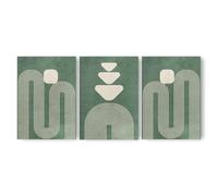 ADAM and ALICE - Premium Unframed Modern Boho Wall Art Print - Geometric Line Art - Home Decor for Living Room/Bedroom/Hallway/Office - Dark Background - Green - A3 - Set of 3