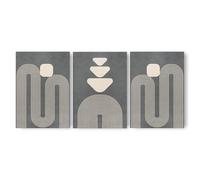 ADAM and ALICE - Premium Unframed Modern Boho Wall Art Print - Geometric Line Art - Home Decor for Living Room/Bedroom/Hallway/Office - Dark Background - Grey - A3 - Set of 3