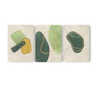 Adam and Alice Premium Unframed Wall Art Print - Textured Abstract Modern Minimalist Artwork - Home Decor for Living Room/Bedroom/Hallway/Office - Green - A3 Set of 3