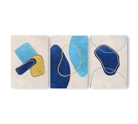Adam and Alice Premium Unframed Wall Art Print - Textured Abstract Modern Minimalist Artwork - Home Decor for Living Room/Bedroom/Hallway/Office - Blue - A2 Set of 3
