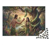 Adam And Eve 1000 Piece Jigsaw Puzzle,Gift Idea,Stress Relief,Garden of Eden,Whimsical Challenge,Premium Cardboard,Adults & Kids 14+,Home Wall Decor,Educational Toy 70x50cm