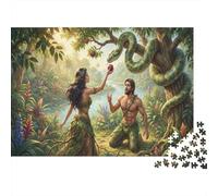 Adam And Eve 1000 Piece Jigsaw Puzzle,Premium Cardboard,Impossible Challenge,Great Gifts Garden of Eden,Home Wall Decor,Educational Toy,Adults & Kids 14+,Stress Relief 38x26cm