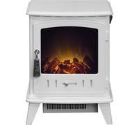 Adam Aviemore Electric Stove in White Enamel with Angled Stove Pipe