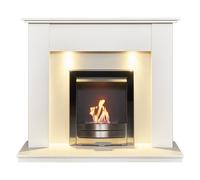 Adam Avila White Marble Fireplace with Downlights & Colorado Bio Ethan