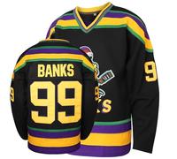 Adam Banks #99 Mighty Ducks Movie Hockey Jersey White Green (Black, Black, XXXL