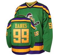 Adam Banks #99 Mighty Ducks Movie Hockey Jersey White Green (Green, Small)