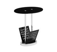 Adam Black Glass and Chrome Side Table with Magazine Rack