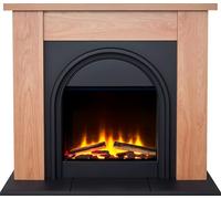 Adam Burlington Electric Fire Suite - Oak and Charcoal Grey
