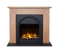 Adam Burlington Electric Fireplace Suite in Oak & Charcoal Grey, 44 Inch