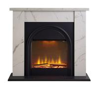 Adam Burlington Electric Fireplace Suite in White Carrara Marble Effect, 43 Inch