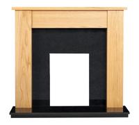 Adam Buxton Fireplace In Oak & Black Granite Stone, 48 Inch
