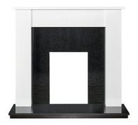 Adam Buxton Fireplace In Pure White & Black Granite Stone, 48 Inch