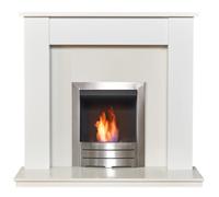 Adam Buxton Pure White & White Marble Fireplace with Colorado Bio Etha