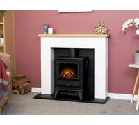 Adam Chester Fireplace in Pure White with Hudson Electric Stove in Black, 39 Inch