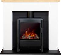 Adam Chester Fireplace in Pure White with Sureflame Keston Electric Stove in Black, 39 Inch