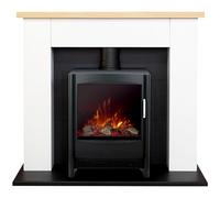 Adam Chester Fireplace in Pure White with Sureflame Keston Electric Stove in Black, 39 Inch
