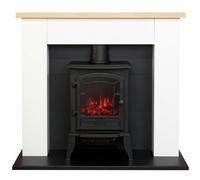 Adam Chester Fireplace in Pure White with Sureflame Ripon Electric Stove in Black, 39 Inch