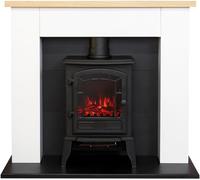 Adam Chester Fireplace in Pure White with Sureflame Ripon Electric Stove in Black, 39 Inch