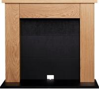 Adam Chester Stove Fireplace in Oak & Black with Sureflame Ripon Electric Stove in Black, 39 Inch