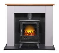 Adam Chester Stove Suite in Pure White with Aviemore Electric Stove in