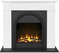 Adam Chesterfield Electric Fireplace Suite In White & Charcoal Grey, 44 Inch