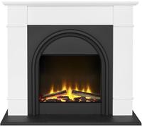 Adam Chesterfield Electric Fireplace Suite in White & Charcoal Grey, 44 Inch