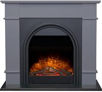 Adam Chesterfield Grey and Charcoal Grey Electric Fireplace Suite 44 inch - Size: 97 x 110 x 38cm - Wilko