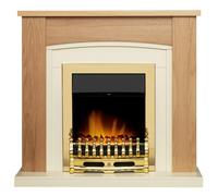 Adam Chilton Fireplace in Oak & Cream with Blenheim Electric Fire in Brass, 39 Inch
