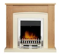 Adam Chilton Fireplace in Oak & Cream with Blenheim Electric Fire in Chrome, 39 Inch