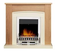 Adam Chilton Fireplace in Oak & Cream with Blenheim Electric Fire in Chrome, 39 Inch