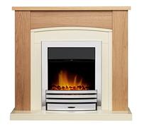 Adam Chilton Fireplace in Oak & Cream with Eclipse Electric Fire in Chrome, 39 Inch