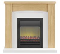 Adam Chilton Fireplace Suite in Oak with Eclipse Electric Fire in Black, 39 Inch