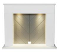 Adam Corinth Stove Fireplace in Pure White & Grey with Downlights, 48 Inch