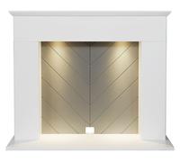 Adam Corinth Stove Fireplace in Pure White & Grey with Downlights, 48 Inch Adam Fires & Fireplaces White One Size