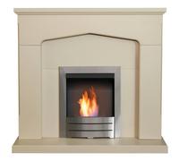 Adam Cotswold Fireplace in Stone Effect with Colorado Bio Ethanol Fire Brushed Steel, 48 Inch
