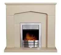Adam Cotswold Fireplace In Stone Effect With Colorado Electric Fire In Brushed Steel, 48 Inch