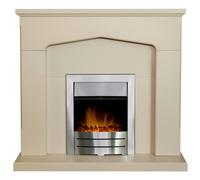 Adam Cotswold Fireplace in Stone Effect with Colorado Electric Fire in Brushed steel, 48 Inch