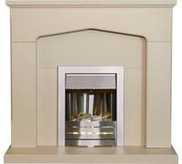 Adam Cotswold Fireplace In Stone Effect With Helios Electric Fire In Brushed Steel, 48 Inch