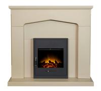 Adam Cotswold Fireplace in Stone Effect with Oslo Electric Inset Stove in Black, 48 Inch