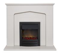 Adam Cotswold Fireplace Suite in Stone Effect with Colorado Electric Fire in Black, 48 Inch