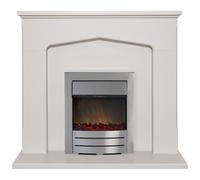 Adam Cotswold Fireplace Suite in Stone Effect with Colorado Electric Fire in Brushed Steel, 48 Inch