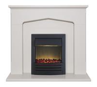 Adam Cotswold Fireplace Suite in Stone Effect with Eclipse Electric Fire in Black, 48 Inch