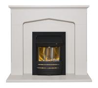 Adam Cotswold Fireplace Suite in Stone Effect with Helios Electric Fire in Black, 48 Inch