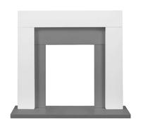 Adam Dakota Fireplace in Pure White & Grey, 39 Inch