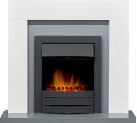 Adam Dakota Fireplace In Pure White & Grey With Colorado Electric Fire In Black, 39 Inch