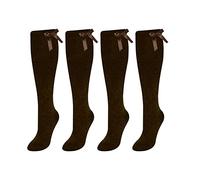 adam & eesa Back to School Girls Cotton Rich Knee High Bow Socks Long Length Uniform Stockings 4 Pair
