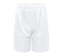 adam & eesa® Back to School Unisex Boys Girls Shadow Stripe PE Summer Shorts - Drawstring Elastic Waist Football Cycling Sports Bottom Mens Womens White