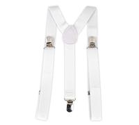 adam & eesa Unisex Mens Womens Colourful Suspenders Belt Adjustable Braces Y Shape for Fancy Dress White